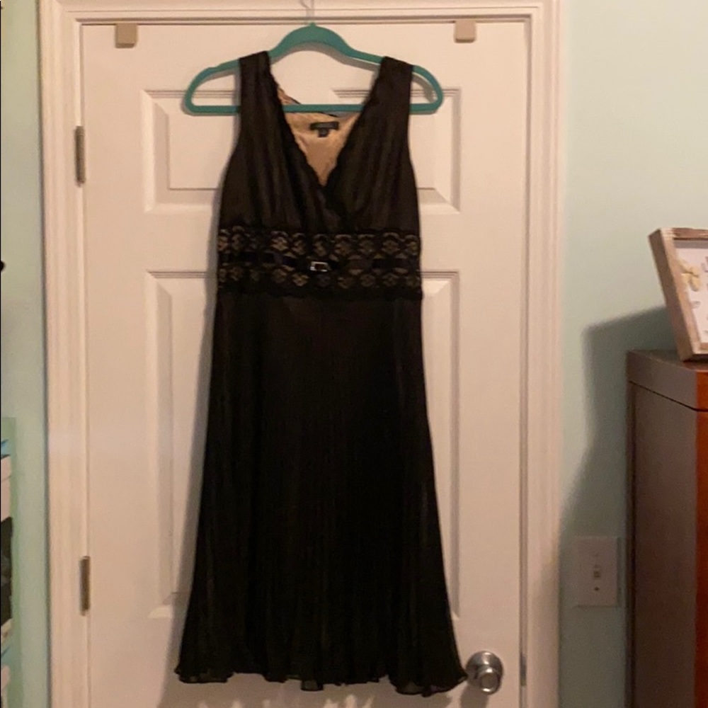 Black with Gold underlay and lace waistline dress